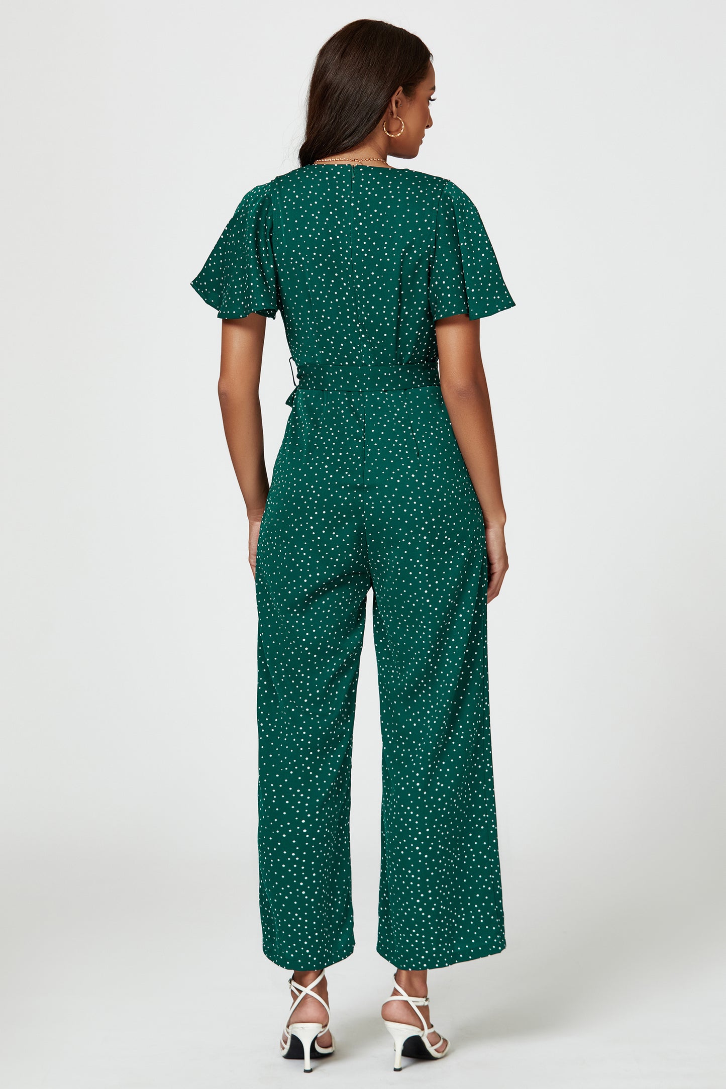 Gepunkteter Jumpsuit | Elegantes Wickeldesign mit Bindegürtel FS708-GD