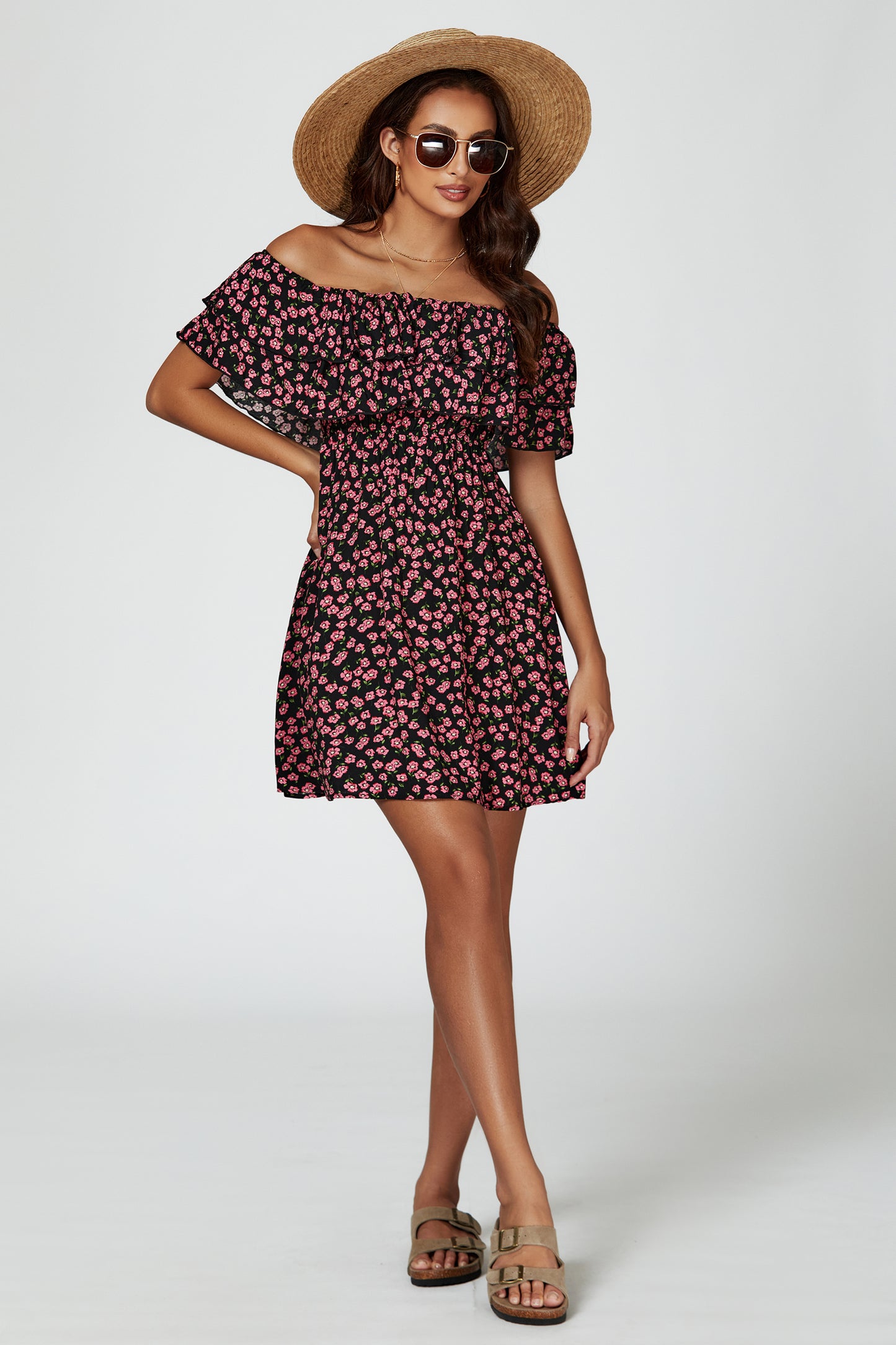 Floral-Print Midikleid | Elegantes Design mit Spitze