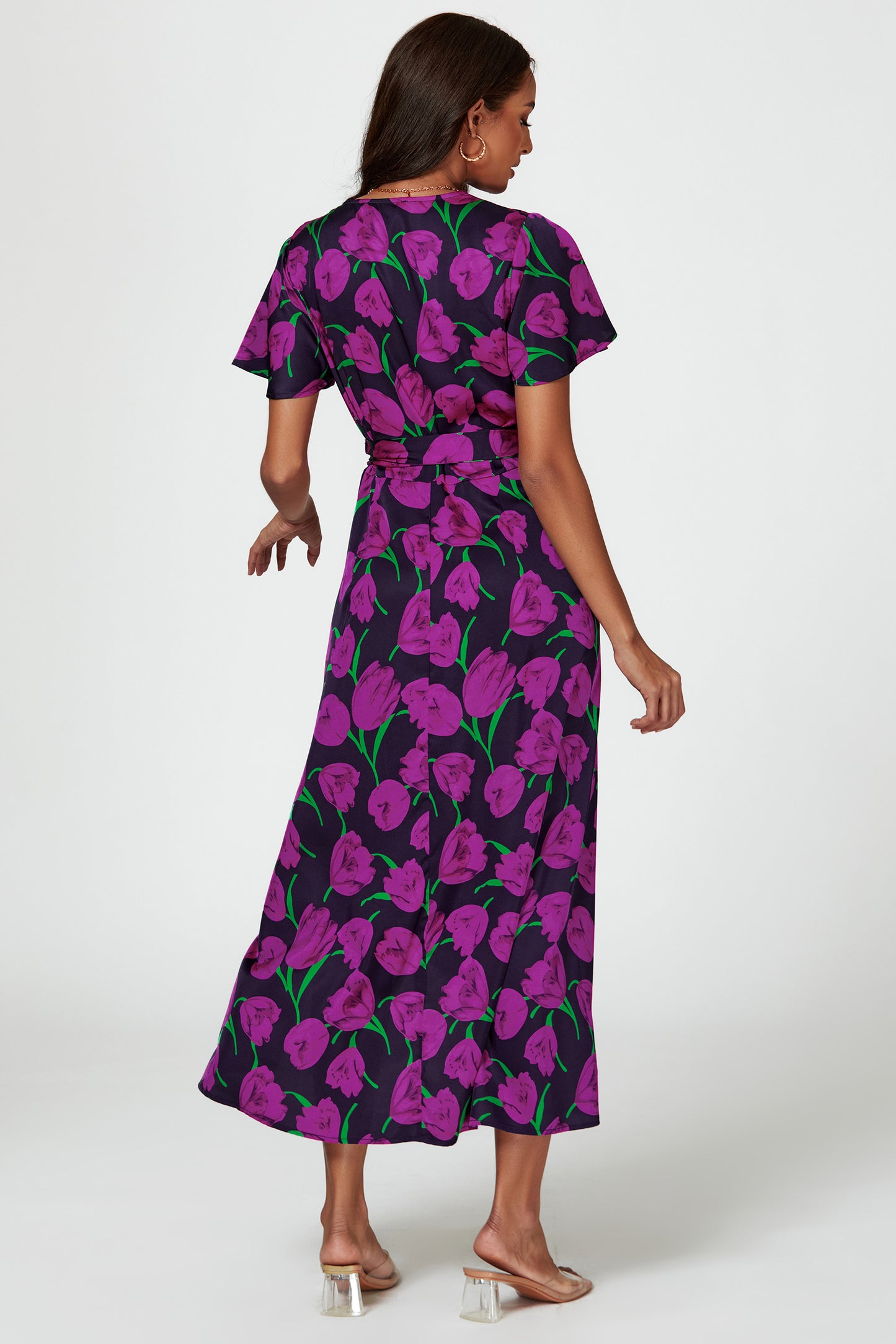 Florales Maxikleid | Elegantes Wickeldesign mit Taillengürtel FS758-LFMB