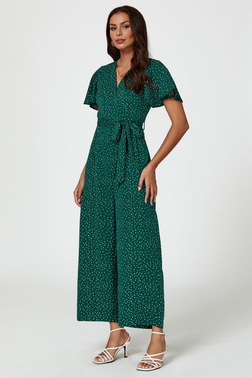 Gepunkteter Jumpsuit | Elegantes Wickeldesign mit Bindegürtel FS708-GD