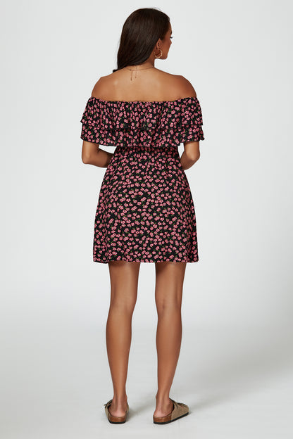 Floral-Print Midikleid | Elegantes Design mit Spitze