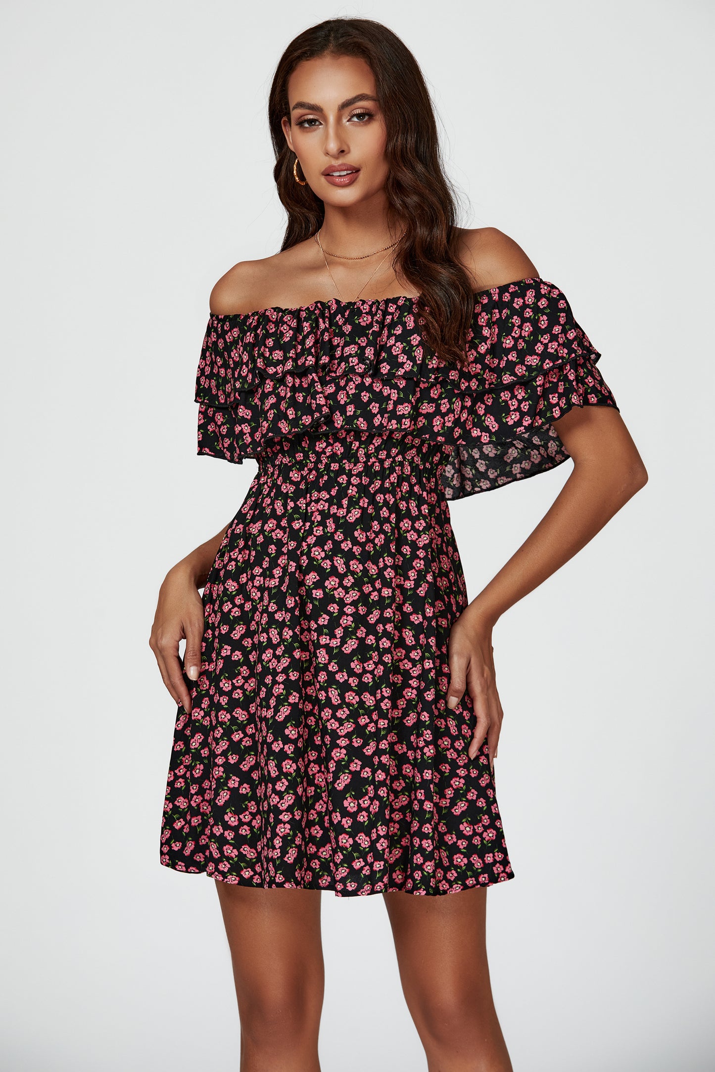 Floral-Print Midikleid | Elegantes Design mit Spitze