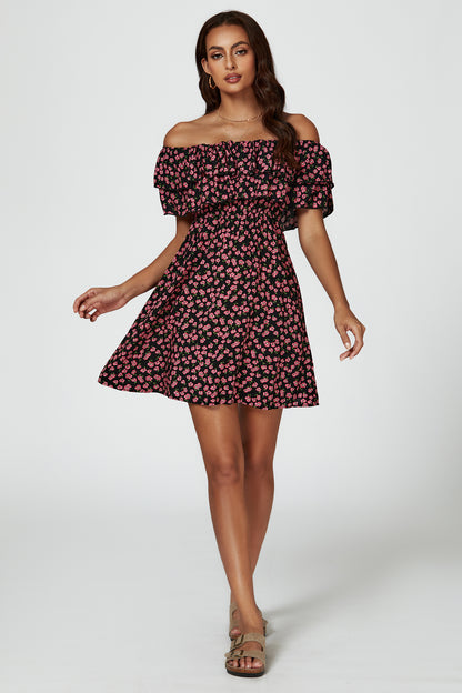 Floral-Print Midikleid | Elegantes Design mit Spitze