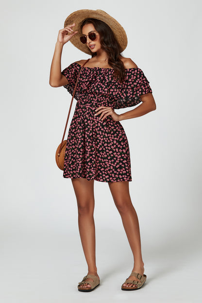 Floral-Print Midikleid | Elegantes Design mit Spitze