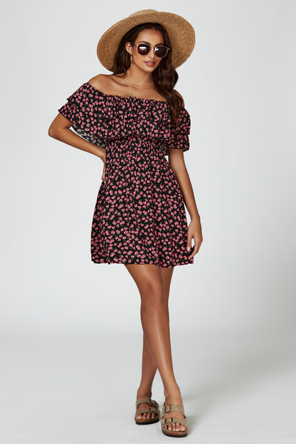 Floral-Print Midikleid | Elegantes Design mit Spitze